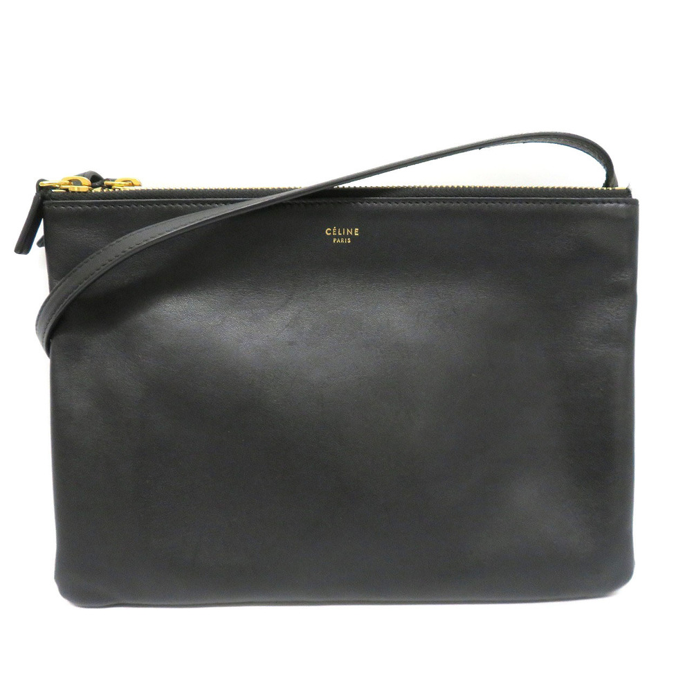 Celine Trio shoulder bag black leather